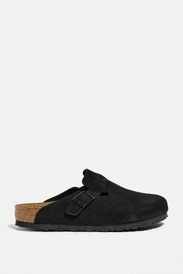 black suede birkenstock clogs