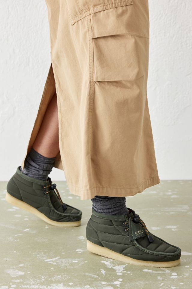 Clarks Wallabee Khaki Quilted Boots