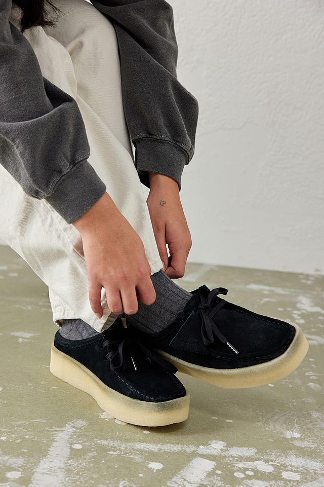 Clarks Originals Wallabee Black Suede Cup Lo Shoes | Urban Outfitters UK