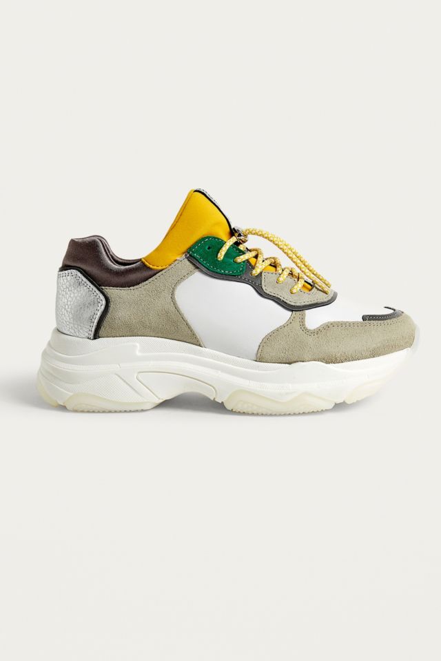 Installere køleskab glans Bronx Basiley Green and Yellow Leather Chunky Trainers | Urban Outfitters UK