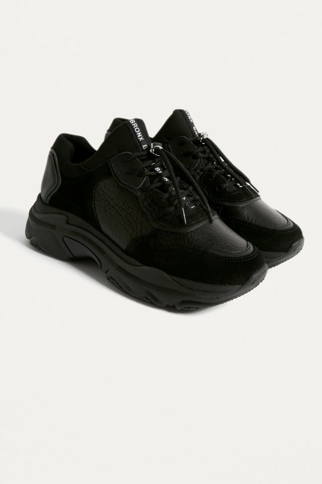 Bronx Baisley Black Leather Chunky Trainers Urban Outfitters UK