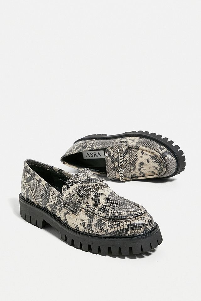 ASRA Snake Print Fiona Loafers | Urban Outfitters UK