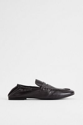 UO Brown Wren Ruched Leather Loafers