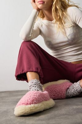 Pantoufles en laine rose Yoko