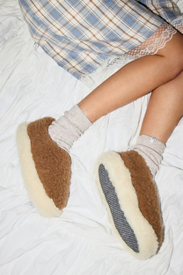 Yoko Wool Yoko Brown Wool Slippers - Brown 39/40 at Urban Outfitters