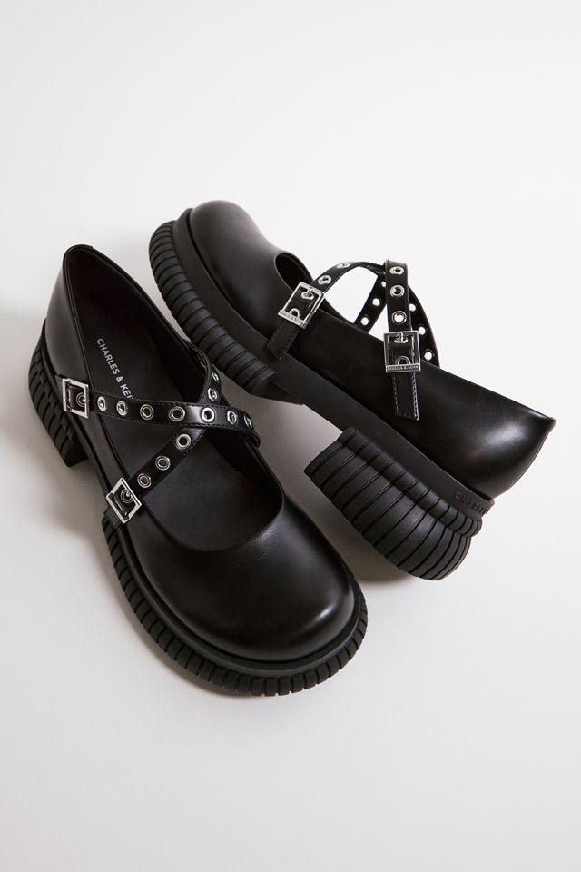 Charles & Keith Black Grommet-Strap Platform Mary Jane Shoes #1