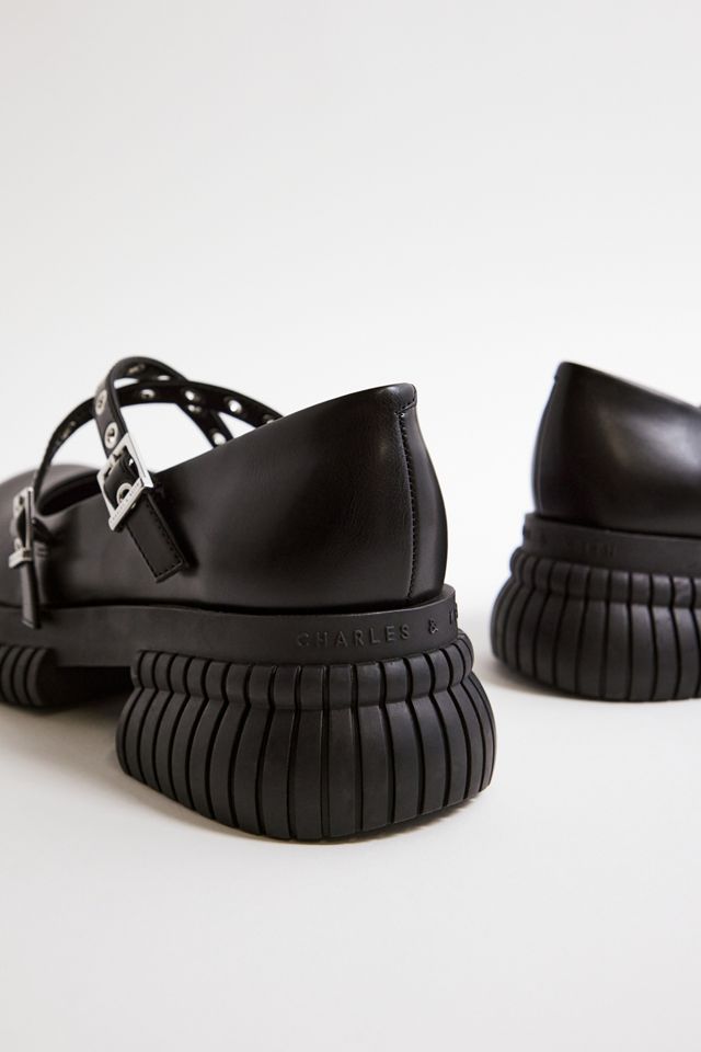 Charles & Keith Black Grommet-Strap Platform Mary Jane Shoes #3