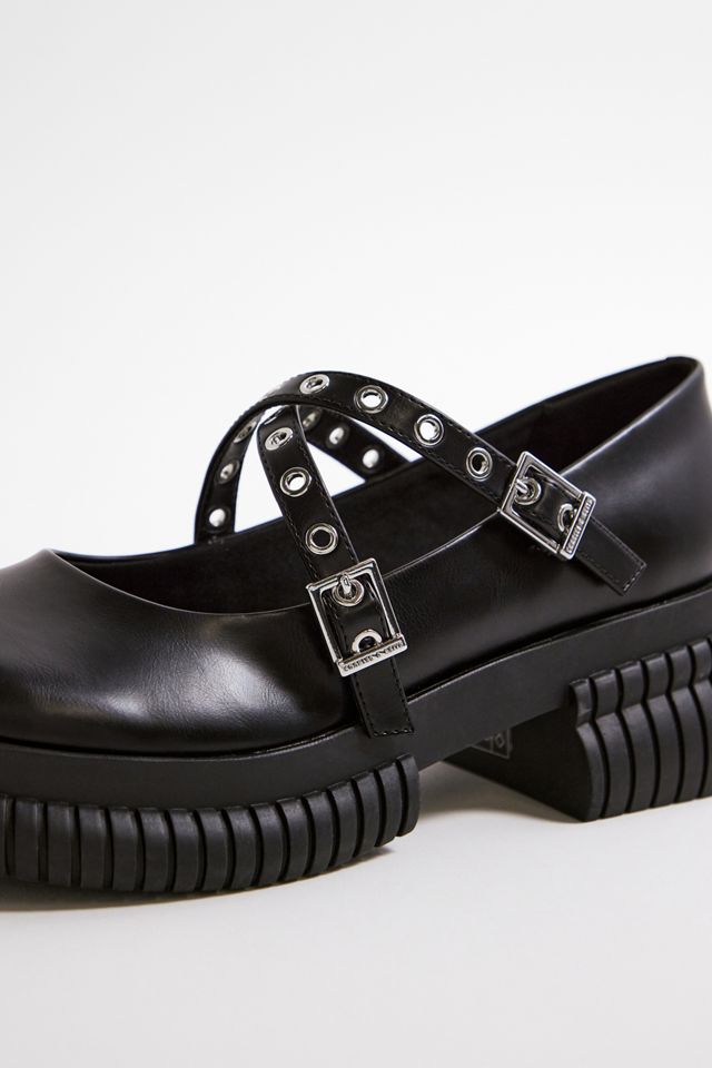 Charles & Keith Black Grommet-Strap Platform Mary Jane Shoes #4
