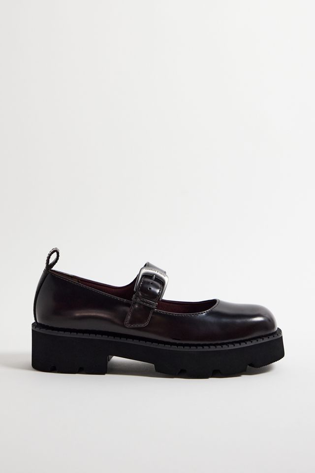 Charles & Keith Burgundy Chunky Mary Jane Shoes #1