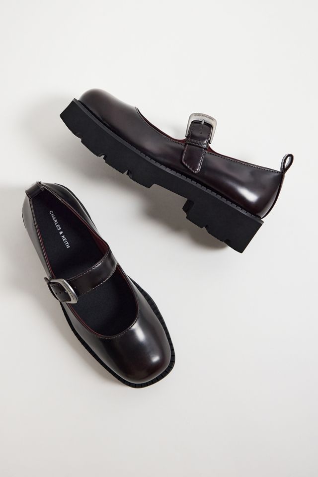 Charles & Keith Burgundy Chunky Mary Jane Shoes #2