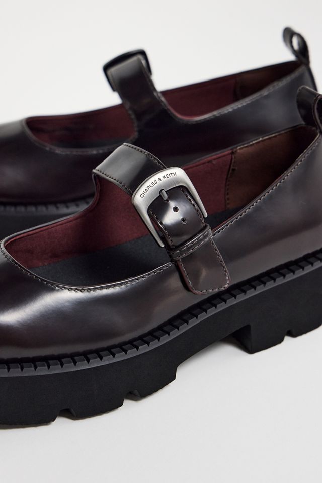 Charles & Keith Burgundy Chunky Mary Jane Shoes #3