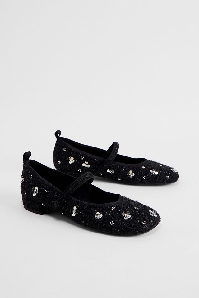 Charles & Keith Black Flower Mary Jane Shoes #1