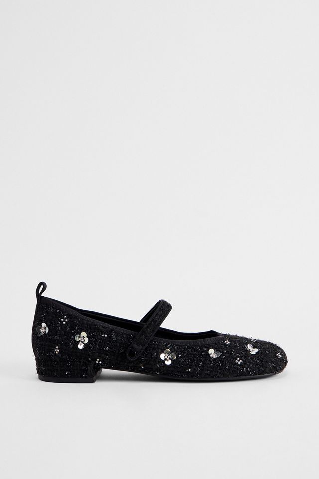 Charles & Keith Black Flower Mary Jane Shoes #2