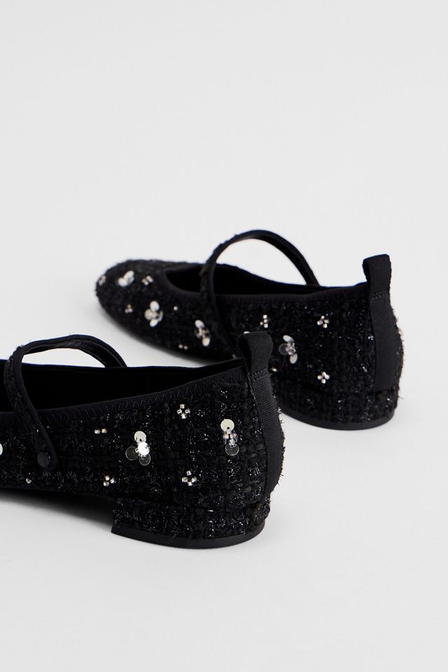 Charles & Keith Black Flower Mary Jane Shoes #4