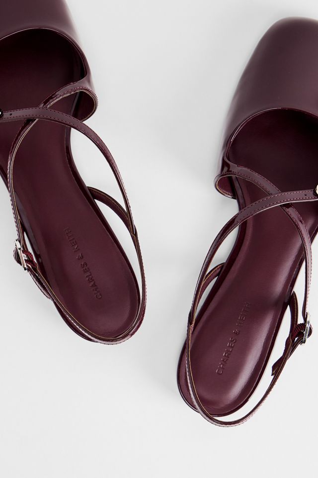 Charles & Keith Burgundy Open Mary Jane Shoes #2