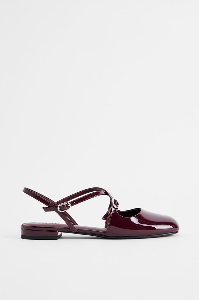 Charles & Keith Burgundy Open Mary Jane Shoes #3