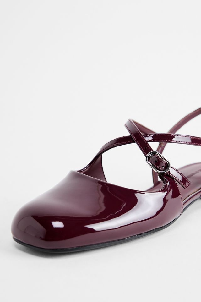 Charles & Keith Burgundy Open Mary Jane Shoes #4