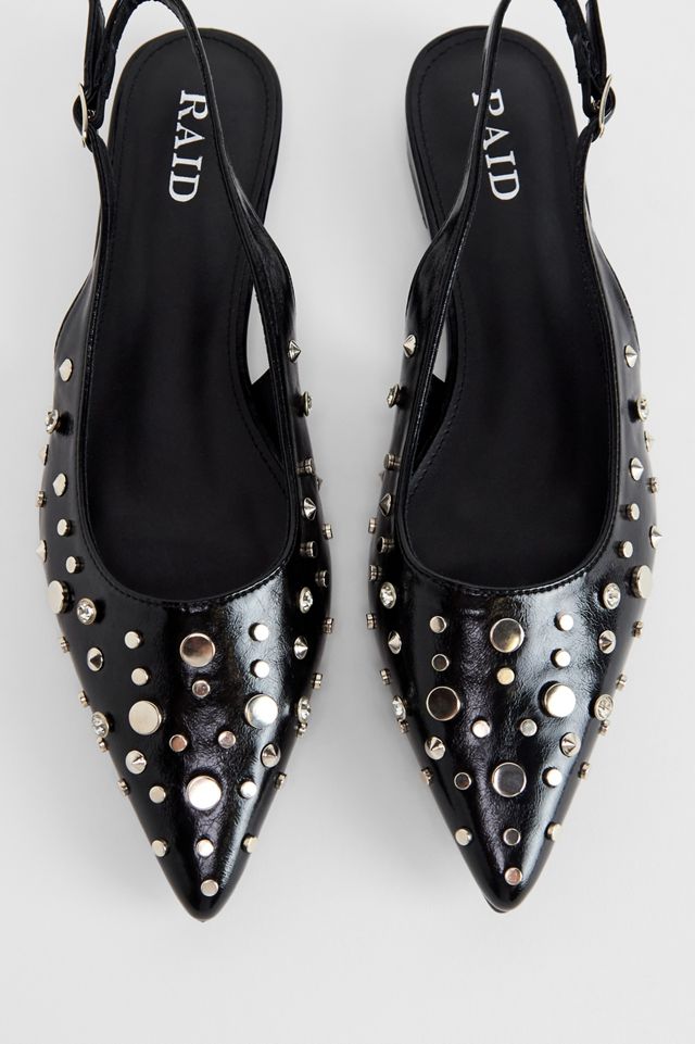 RAID Black Connoly Studded Slingback Shoes #2