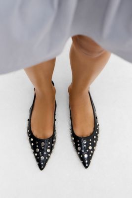 RAID Black Connoly Studded Slingback Shoes