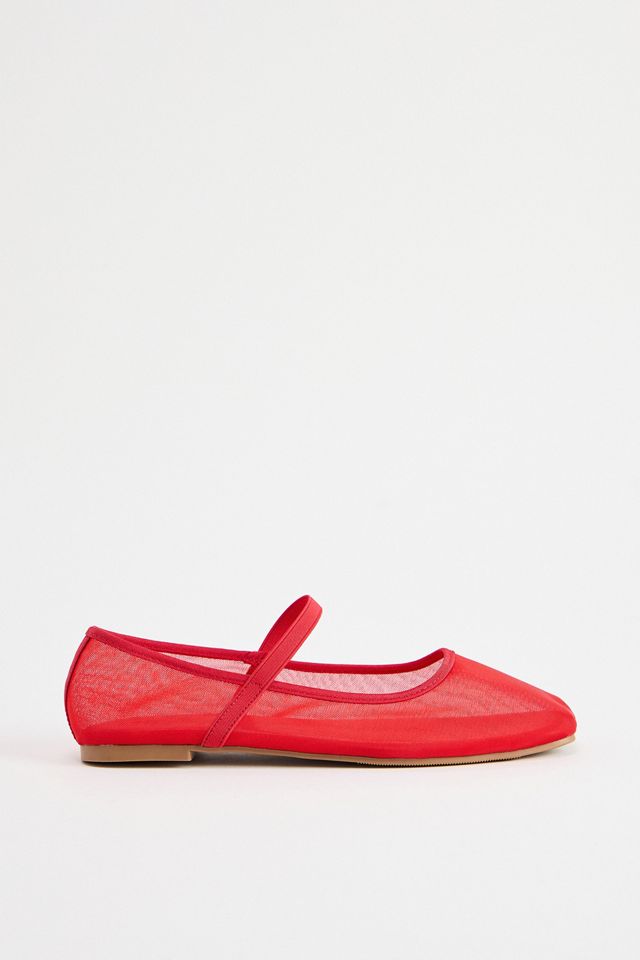 UO Red Fine Mesh Ballerina Shoes #1