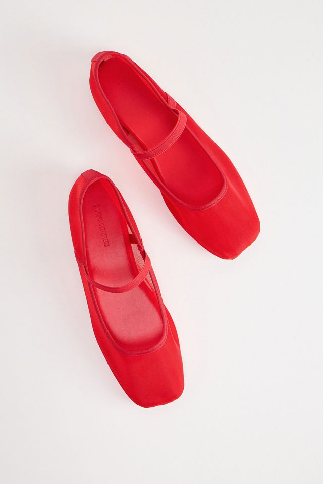 UO Red Fine Mesh Ballerina Shoes #3