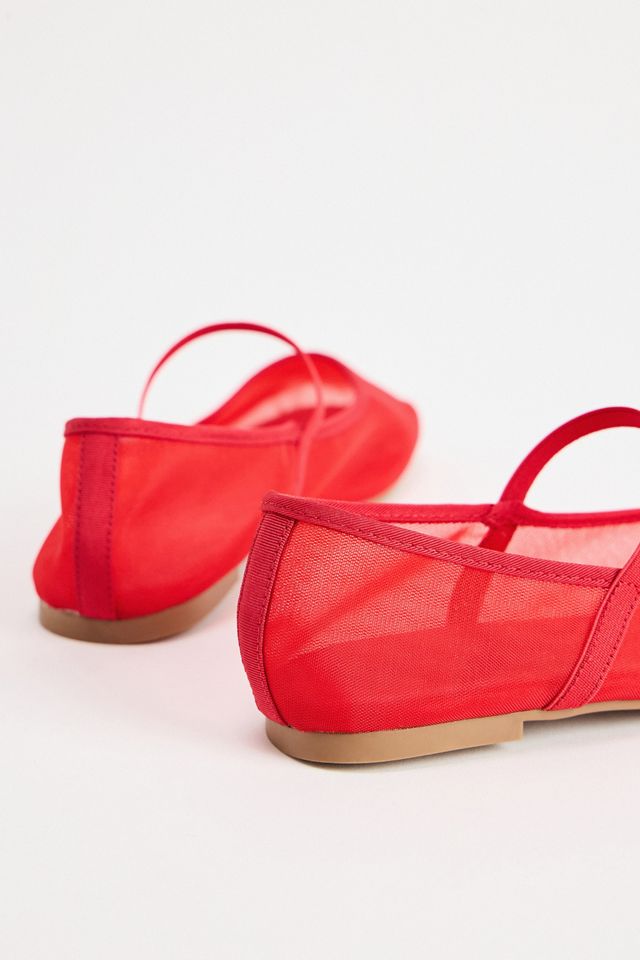 UO Red Fine Mesh Ballerina Shoes #5