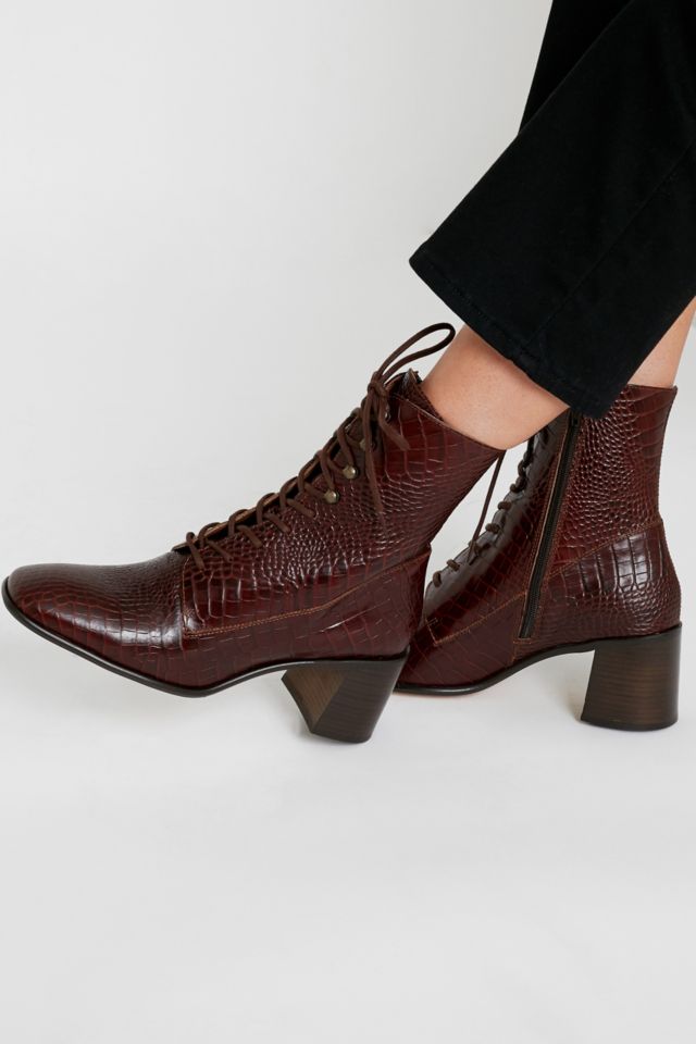 E8 By Miista Emma Brown Croc Lace Up Boots Urban Outfitters UK