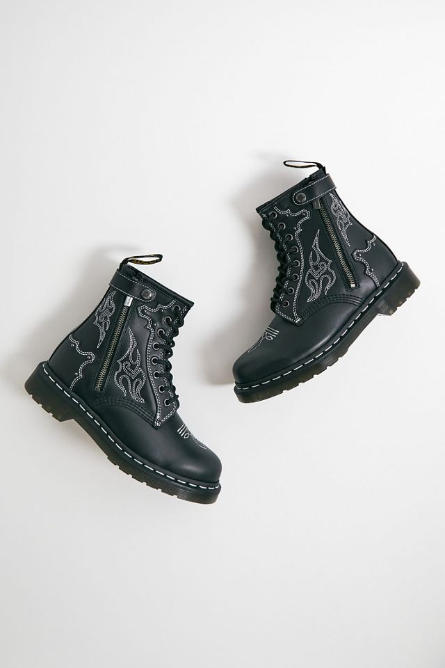 Dr. Martens Black Wanama 1460 Contrast Stitch Leather Boots #1
