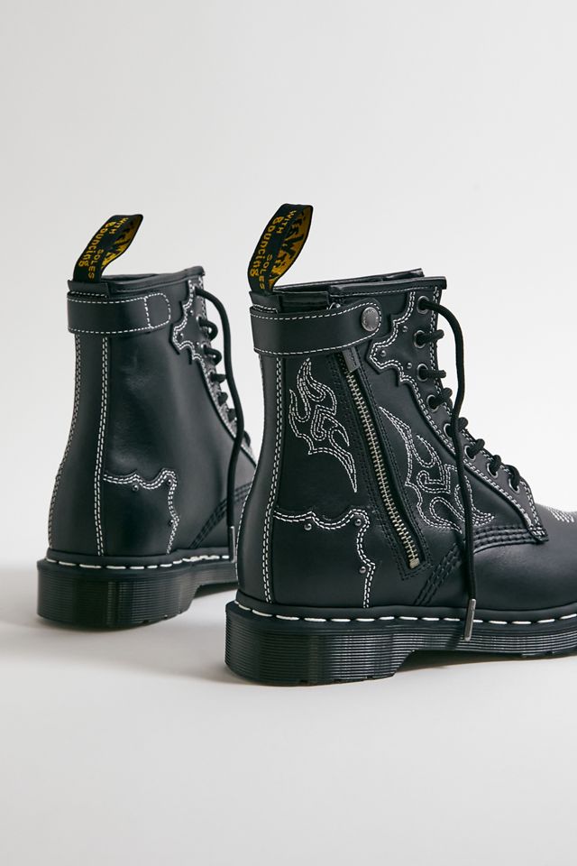Dr. Martens Black Wanama 1460 Contrast Stitch Leather Boots #2