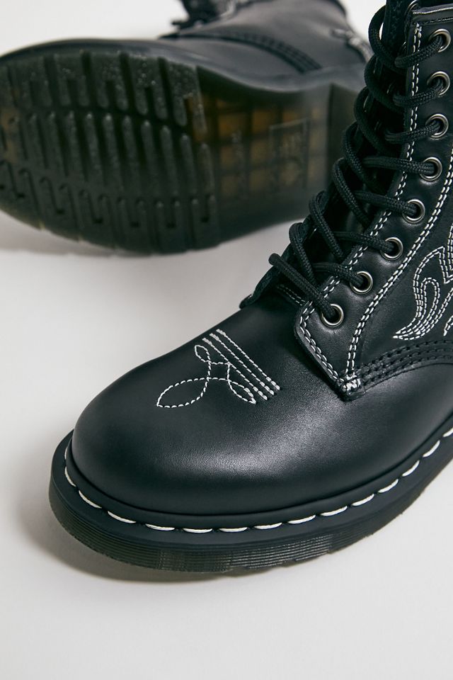 Dr. Martens Black Wanama 1460 Contrast Stitch Leather Boots #3