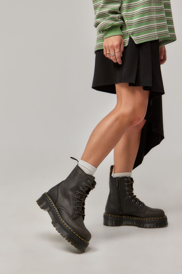 Dr. Martens Jadon Burnished Charcoal Boots Urban Outfitters UK