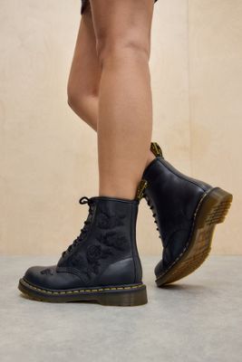 Dr. Martens Black 1460 Vonda Flower Boots
