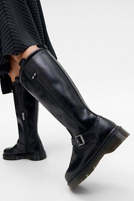Bottes de moto hautes au genou noires en Anistone Dr. Martens