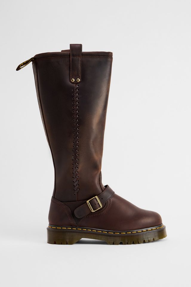 Bottes hautes en cuir anistone brun Dr. Martens #2