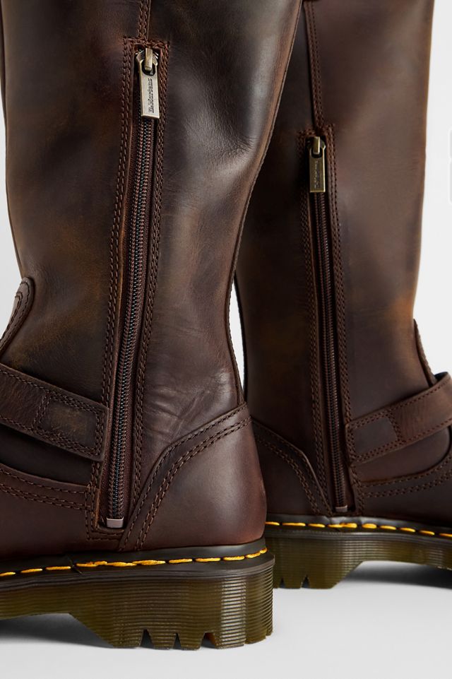 Bottes hautes en cuir anistone brun Dr. Martens #3