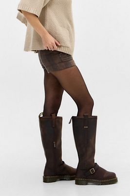 Bottes hautes en cuir anistone brun Dr. Martens