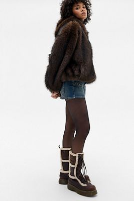 Bottes en cuir de grizzly Dr. Martens marron à lacets doublées de fausse fourrure Buzz