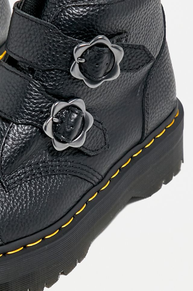 Dr. Martens Devon Flower Buckle Stivali Platform in Pelle Nera #3