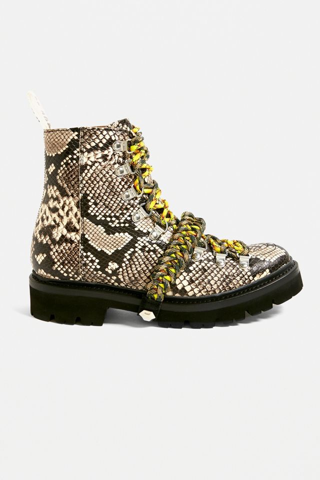 House Of Holland X Grenson - Bottines de randonnée en cuir serpent marron #3