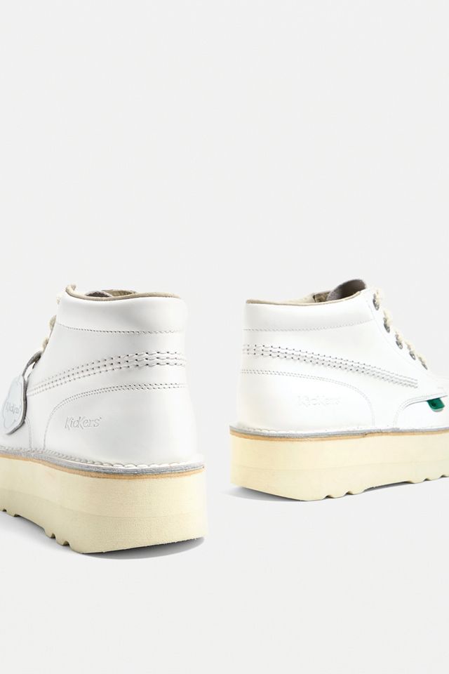 Kickers Higher Stack White Nubuck Leather Boots | Urban Outfitters UK