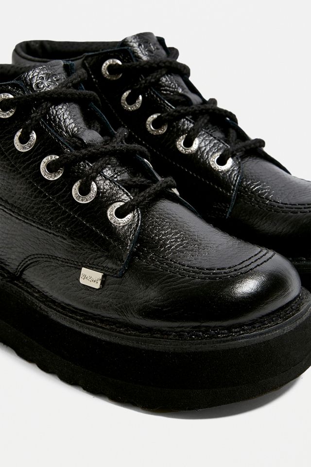 Kickers Hi Stack All Black Leather Boots | Urban Outfitters UK