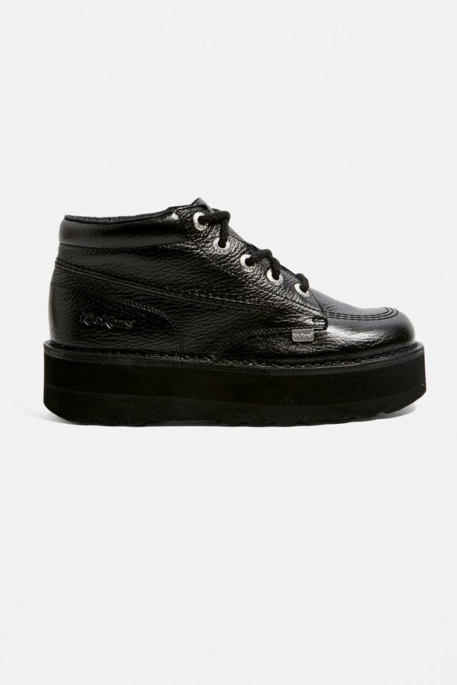 Kickers Hi Stack All Black Leather Boots | Urban Outfitters UK