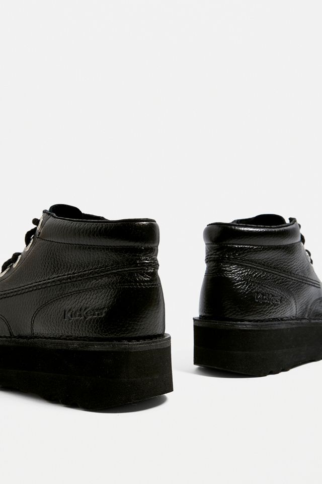 Kickers Hi Stack All Black Leather Boots | Urban Outfitters UK