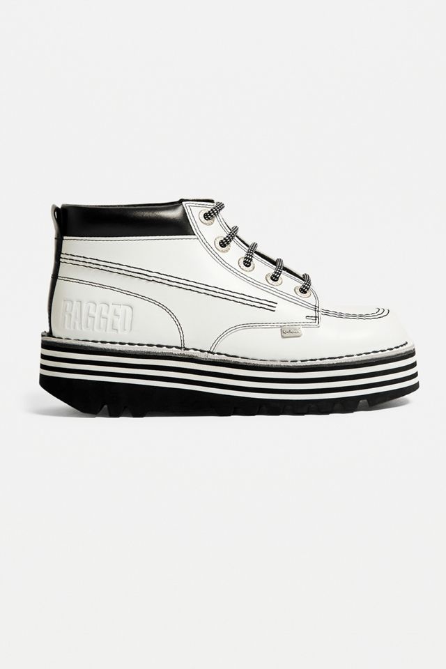 Kickers X The Ragged Priest Hi Stack White Leather Boots | Urban ...