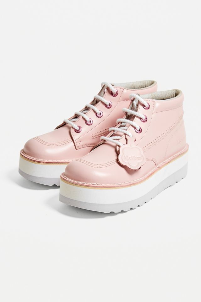 Kickers Bottines montantes plateforme en cuir rose