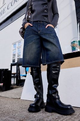 Bottes de moto Cathy noires montantes jusqu'au genou Buffalo