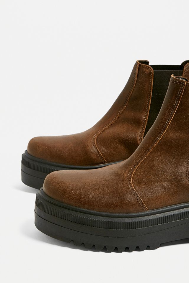 UO Brody Brown Suede Platform Chelsea Boots #1