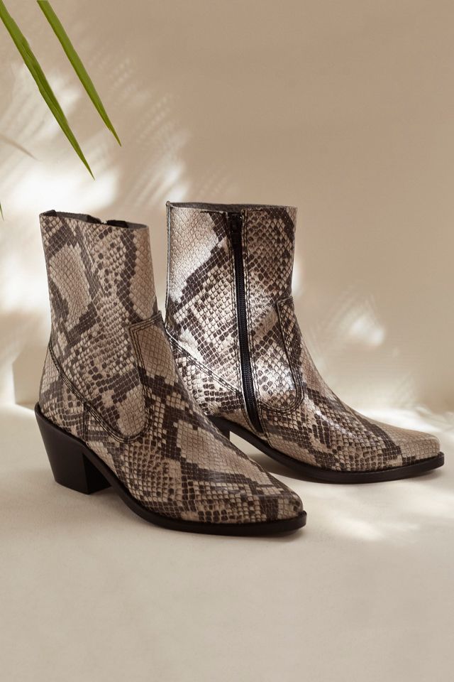 UO Bronco Snake Print Leather Western Boots