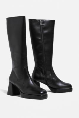 navy blue patent leather boots