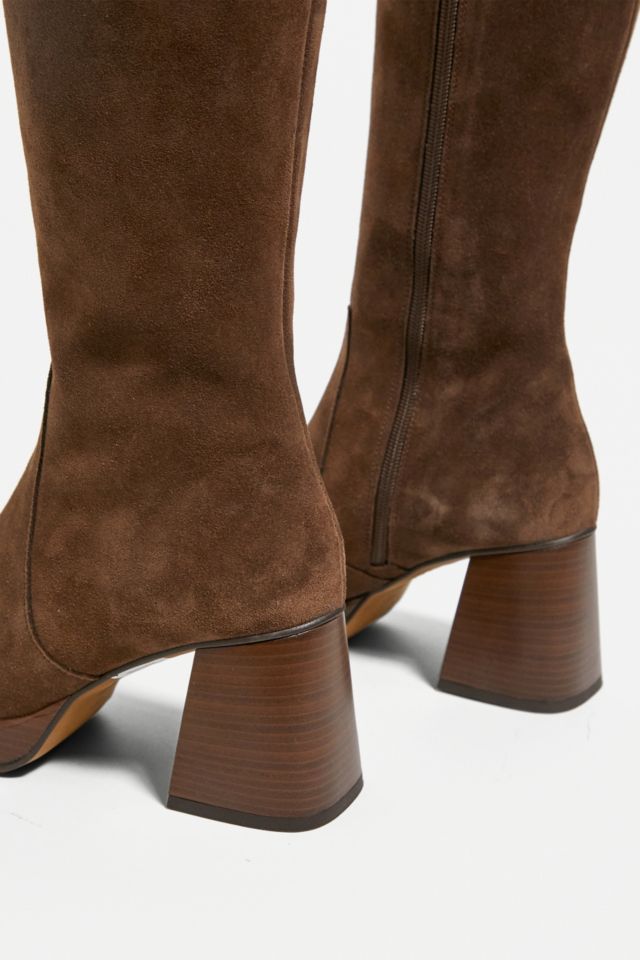 UO Vix Knee High Chocolate Suede Boots Urban Outfitters UK